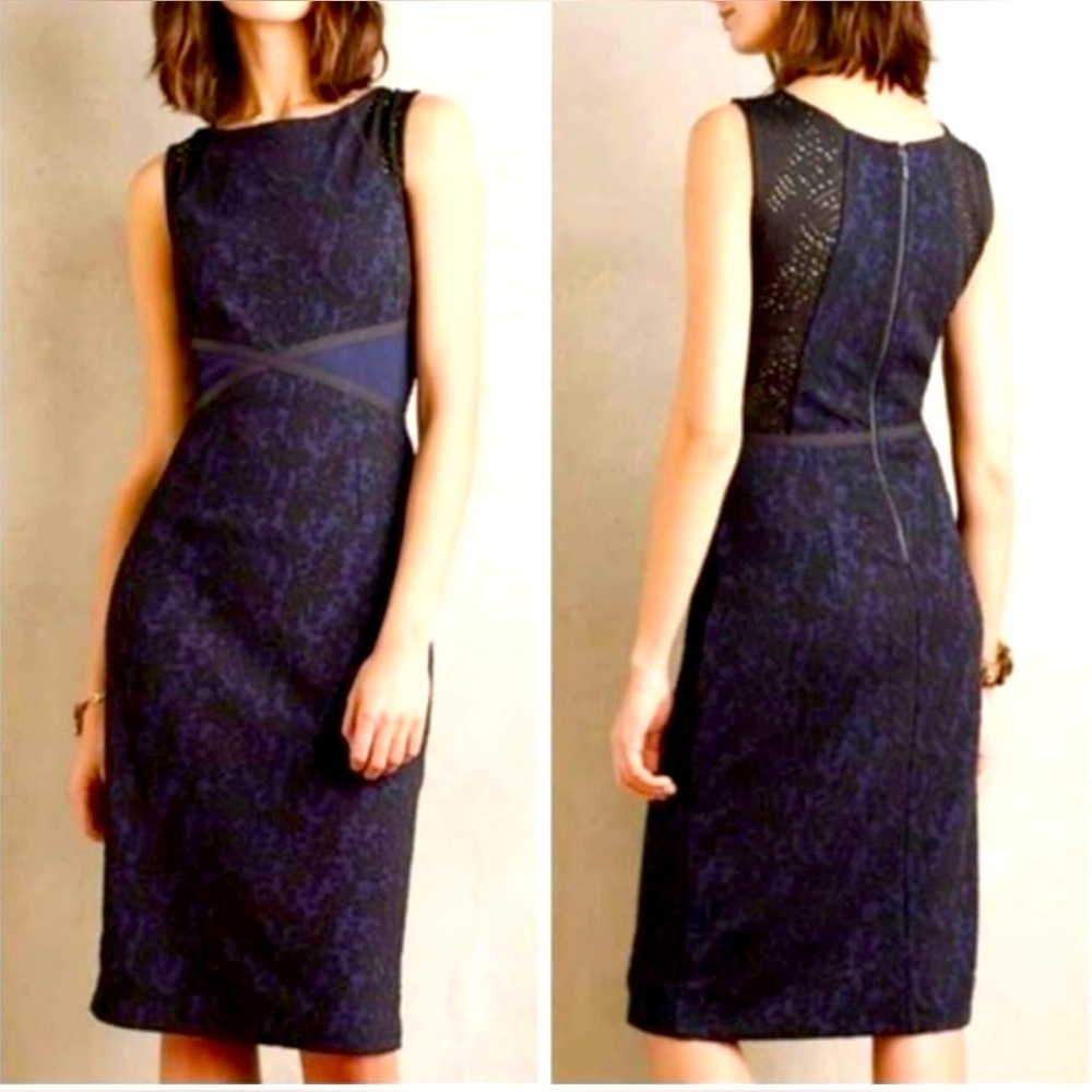 Moulinette Soeurs Larkin Dress Sleeveless Black Lace Sheath size 12